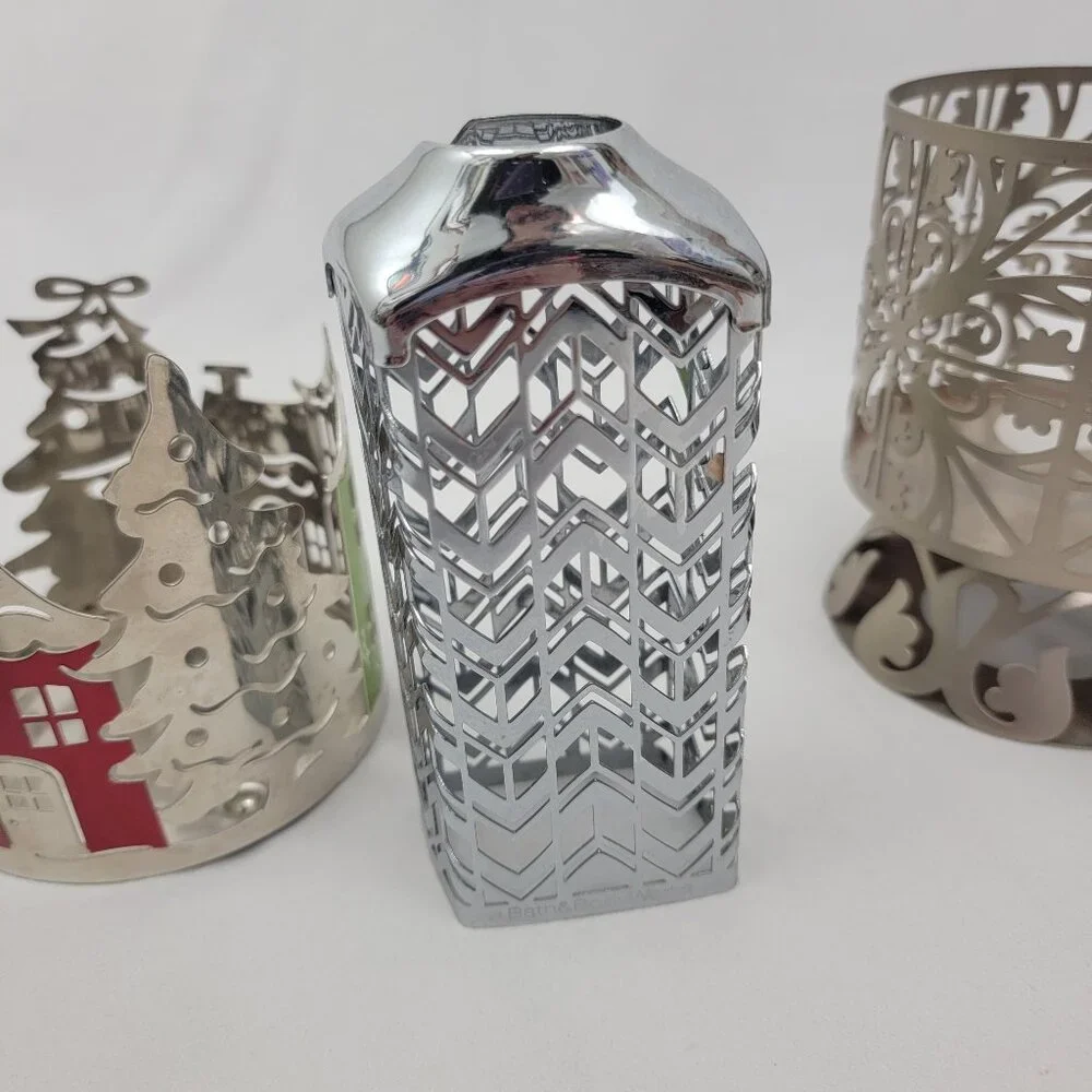 BATH & BODY WORKS 3 Wick Candle Holder Pedestal Soap Holder Silver Bronze 5 Pcs - Picture 9 of 15